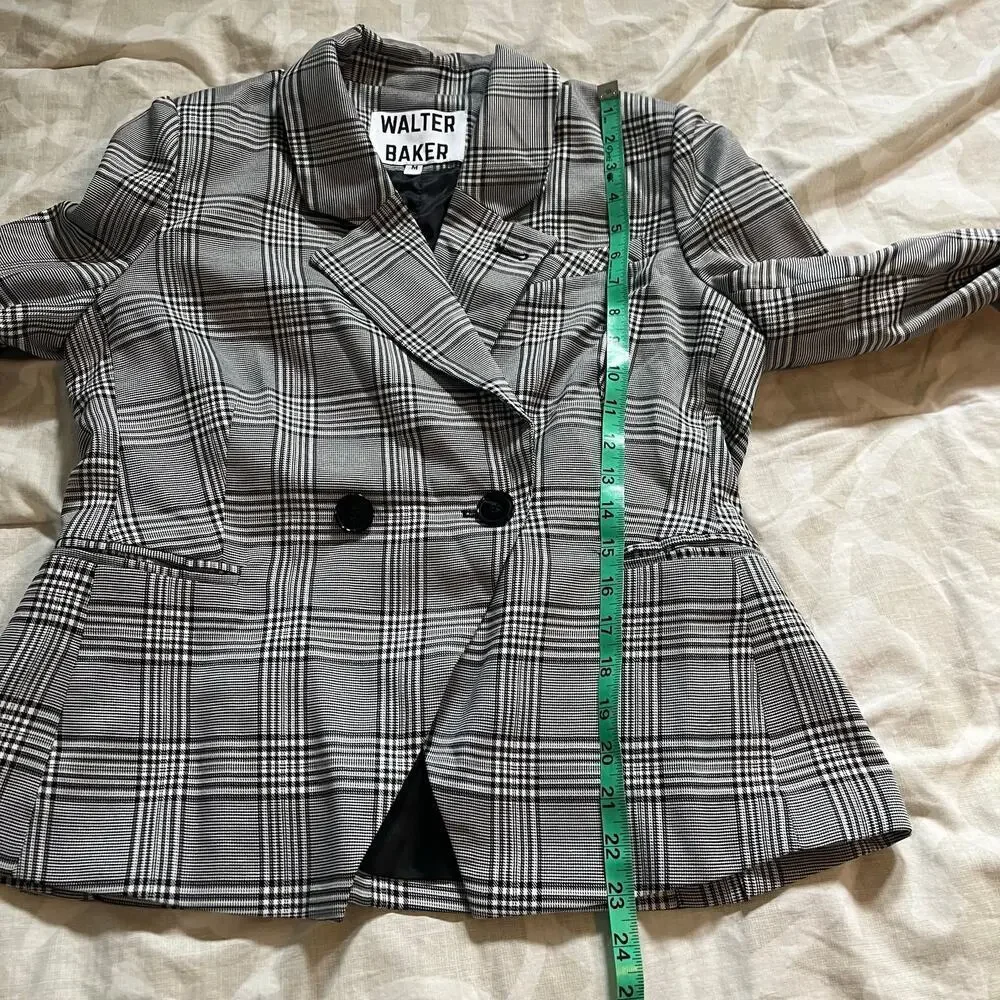 Walter‎ baker black white plaid cut out front blazer jacket size medium